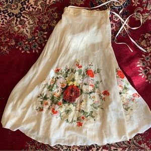 Stella forest wrap 100% silk skirt floral cottagecore cream wedding garden party